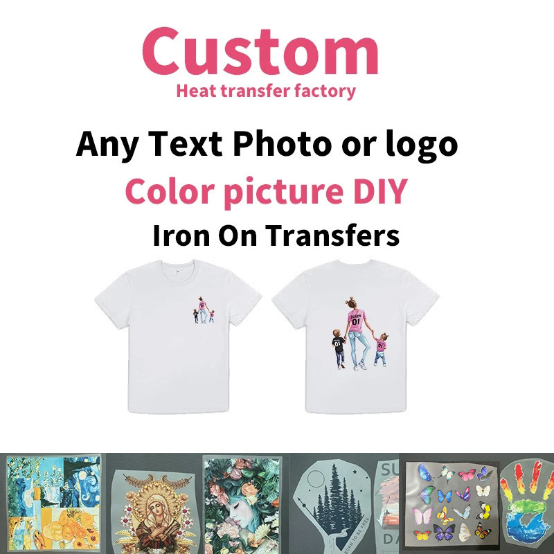 Printable Heat Transfer Vinyl - โลโก้ที่กําหนดเองหรือรูปภาพเหล็กบนสติกเกอร์การถ่ายเทความร้อนสําหรับเสื้อผ้า DIY เสื้อยืดล้างทําความสะอาดได้แพทช์ความร้อน DTF ไวนิลที่มีสีสัน
